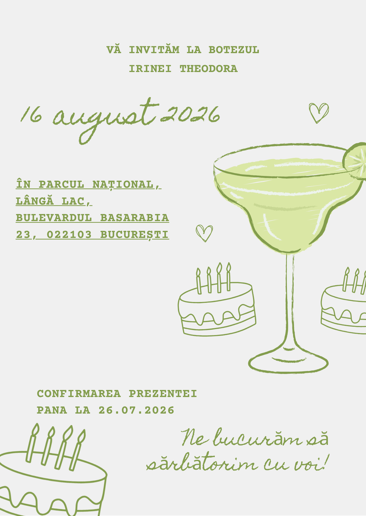 Invitație botez Irina Theodora
